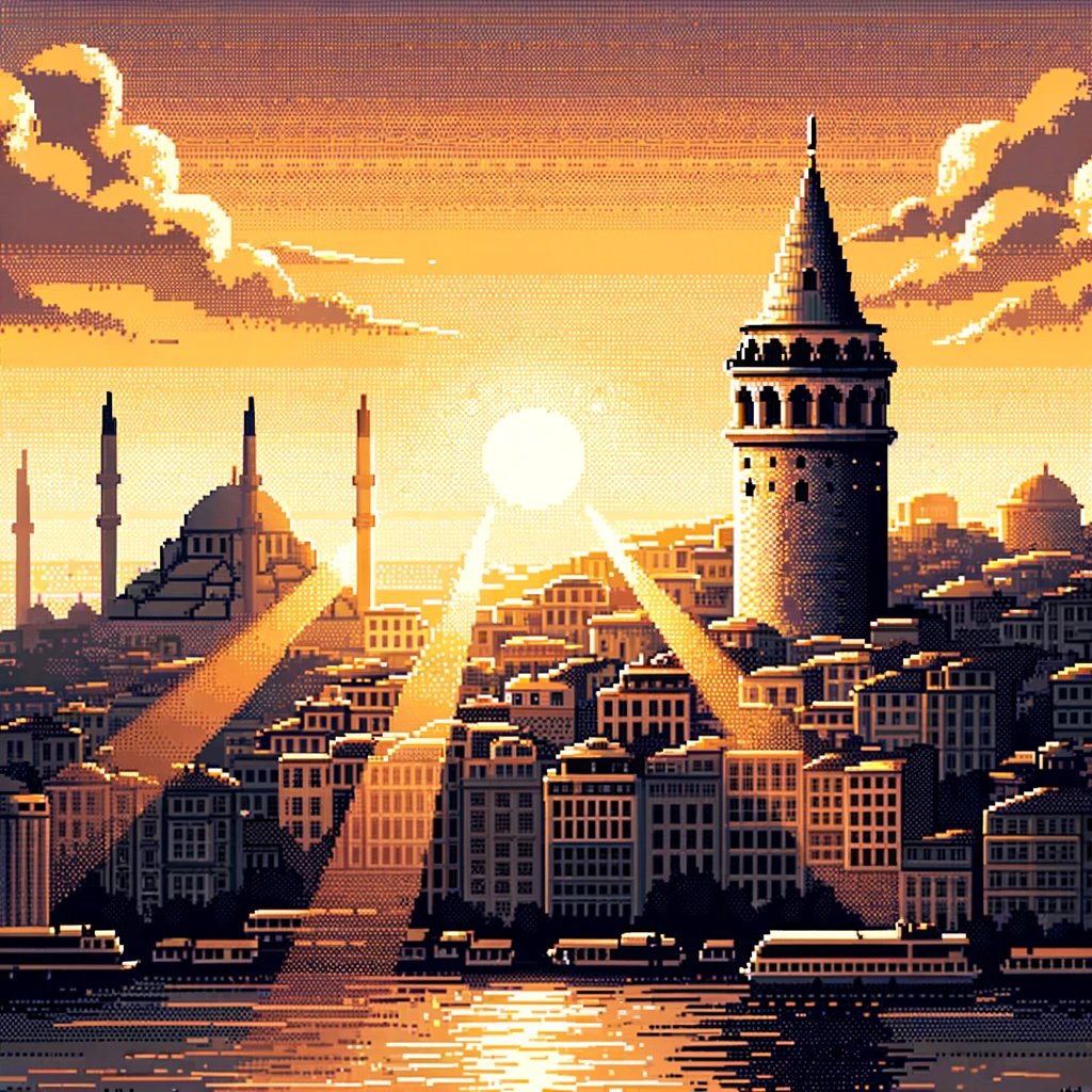 Istanbul Pixel Yapay zekadan İstanbul Boğazı'nı pixel art ile oluşturmasını istedim ...