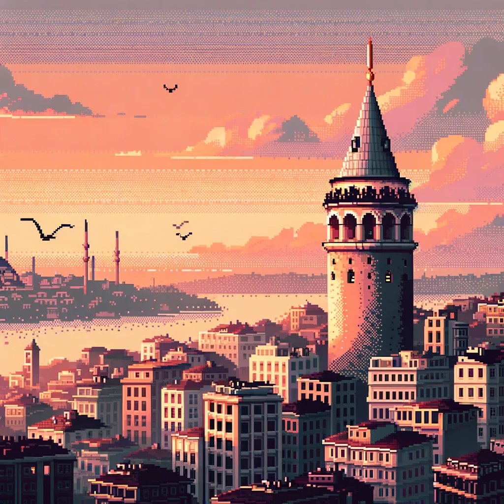 Istanbul Pixel Yapay zekadan İstanbul Boğazı'nı pixel art ile oluşturmasını istedim ...
