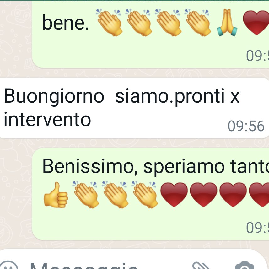 AURORA È PRONTA PER L'INTERVENTO. GRAZIE A TUTTI PER L'AIUTO. PENSIERI POSITIVI PER LEI.👏👏👏♥️♥️♥️♥️🙏