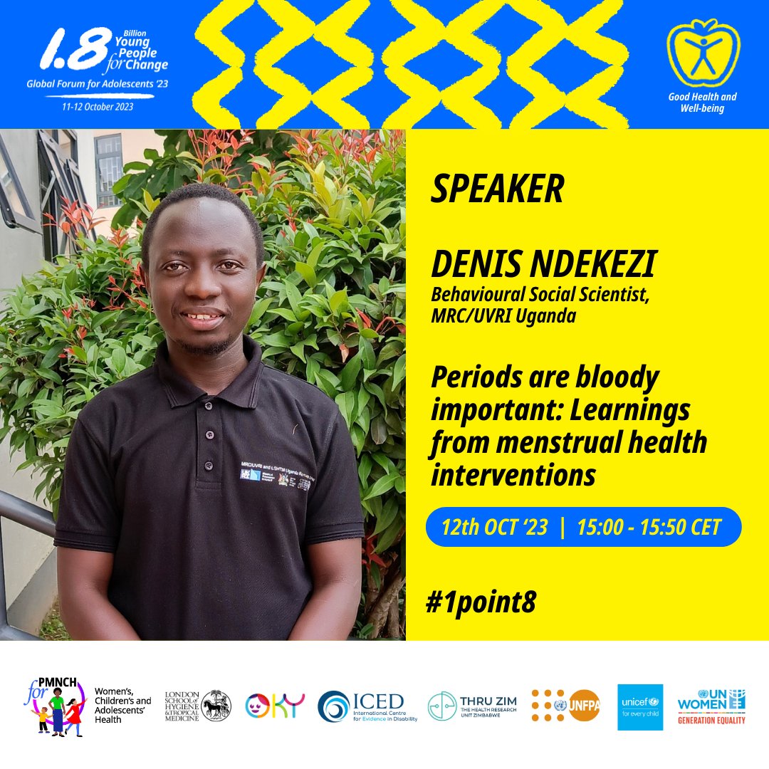 ICED_LSHTM's tweet photo. Looking forward to today’s session ‘Periods are bloody important: Learnings from menstrual health interventions’ 🙌

Join presenters &amp; hear innovative solutions to enable girls with and without disabilities to thrive.

📅Today
⏰15:00-15:50 CET
🔗https://t.co/kCBNSqG5mW

#1point8 https://t.co/P4UvByX3Rg