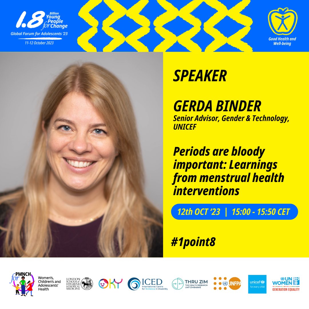 ICED_LSHTM's tweet photo. Looking forward to today’s session ‘Periods are bloody important: Learnings from menstrual health interventions’ 🙌

Join presenters &amp; hear innovative solutions to enable girls with and without disabilities to thrive.

📅Today
⏰15:00-15:50 CET
🔗https://t.co/kCBNSqG5mW

#1point8 https://t.co/P4UvByX3Rg