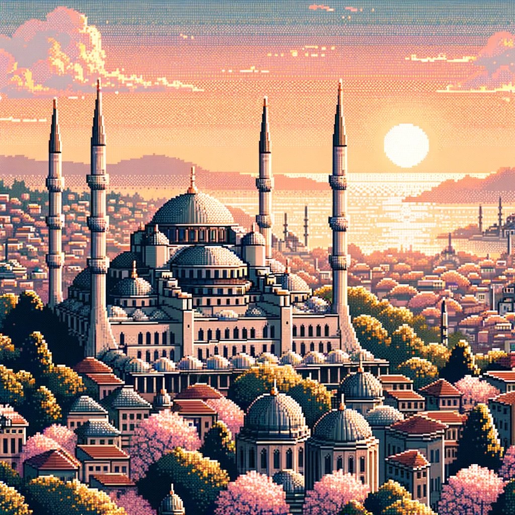 Istanbul Pixel Yapay zekadan İstanbul Boğazı'nı pixel art ile oluşturmasını istedim ...