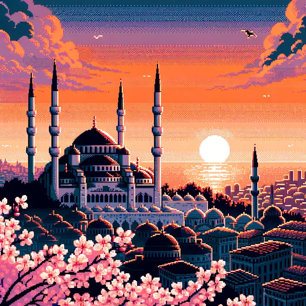 Istanbul Pixel Yapay zekadan İstanbul Boğazı'nı pixel art ile oluşturmasını istedim ...