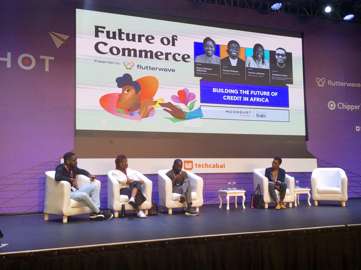 The panellists include Dayo Odulate Ademola (Managing Director, Branch Nigeria), Daniel Osieneye (Founder/CTO, Evolve Credit), and Yvonne Johnson (MD/Co-Founder, Indicina).
 
#MOONSHOT #paytv #TechCabal #conference #credit #loan #tech #fintech Mayorkun Lavia Weird MC