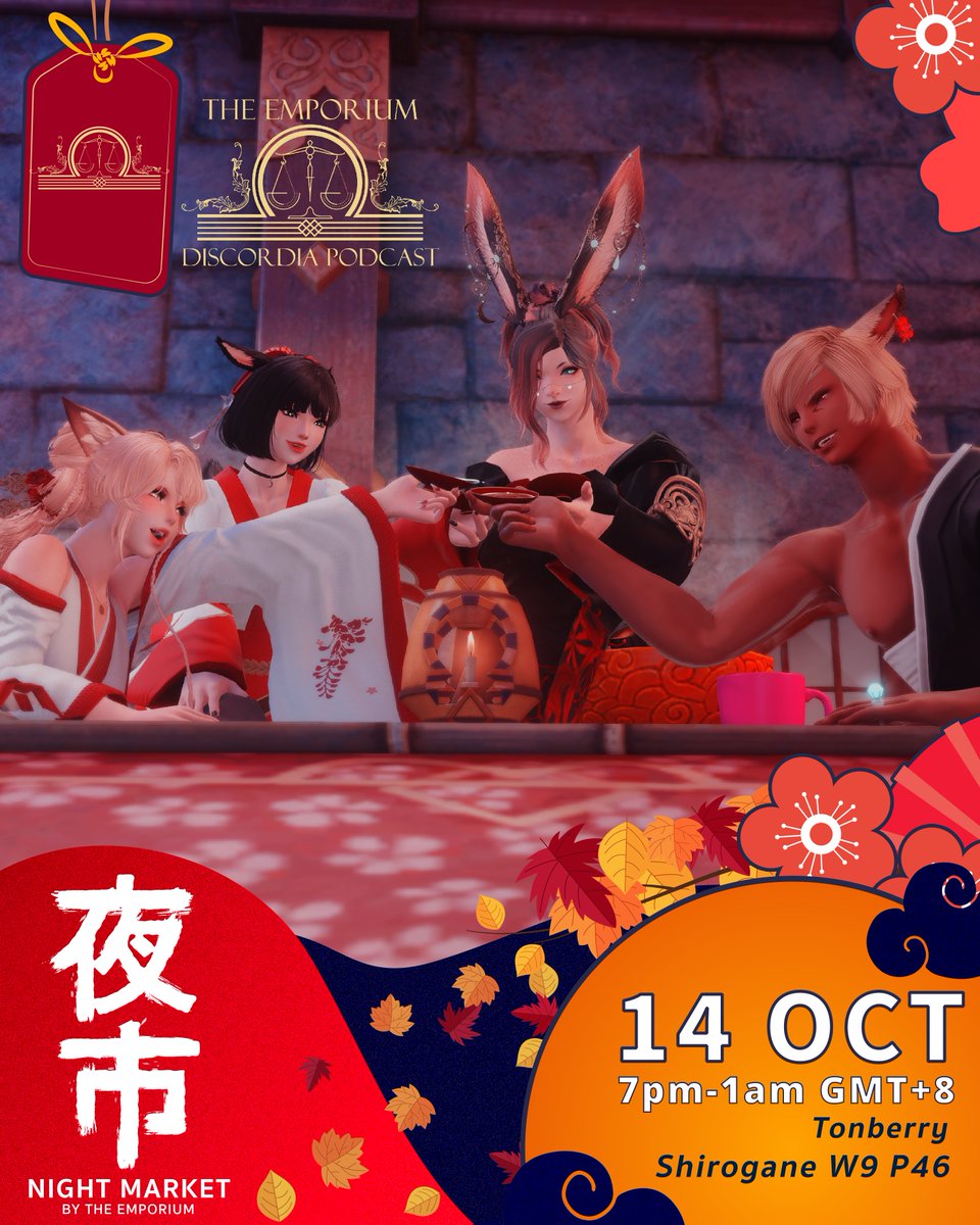 TheEmporiumXIV's tweet photo. Join us for an evening packed with thrilling entertainment, diverse activities, and assorted stalls!

Catch it all live on Twitch in Episode 08 of the Discordia Podcast, Night Market.

https://t.co/GvJbLIS9yY

https://t.co/WHkXOZQY9g

📆14th October

#PodXIV #ElementalNightMarket https://t.co/9dKPght9lW
