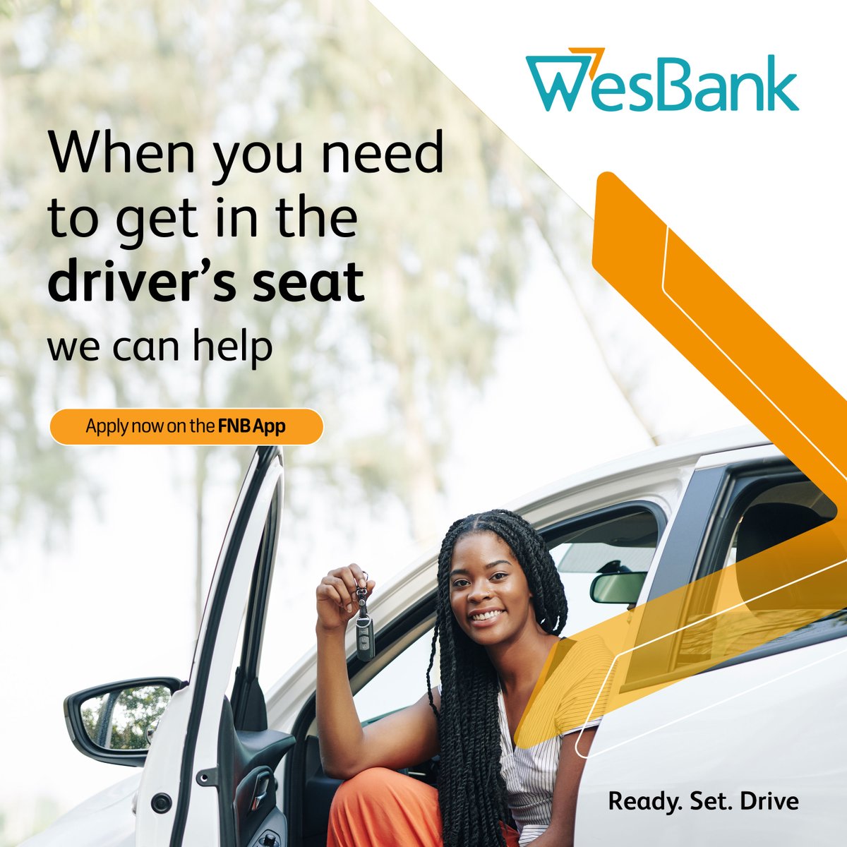FNBEswatini's tweet photo. Financing your most loved car π is only a few taps away on the FNB App π± To apply, go to the Menu, select Product Shop, fill in your details and under "help me borrow", select "for a car". #ReadySetDrive #WesBank https://t.co/7dN53fZPTV