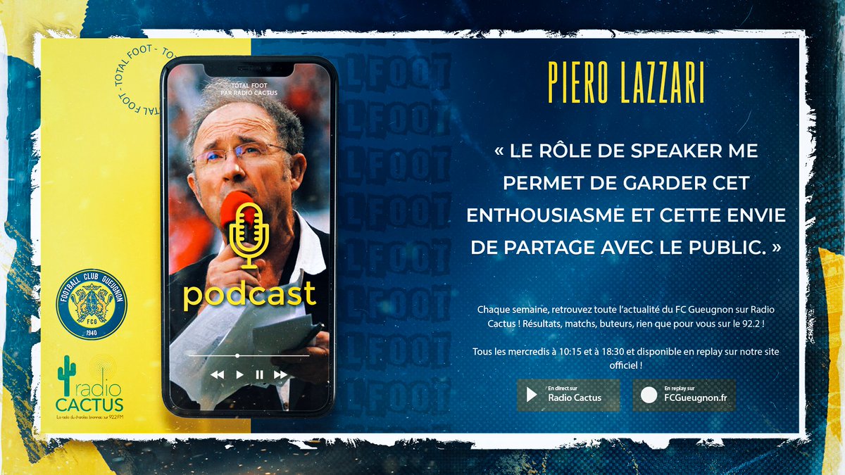 FCGueugnon_Off's tweet photo. 🟡🔵 #TotalFoot | 🎙️ 𝗣𝗶𝗲𝗿𝗼 𝗟𝗮𝘇𝘇𝗮𝗿𝗶 : « Le rôle de speaker me permet de garder cet enthousiasme et cette envie de partage avec le public. »
🔎 Découvrez son interview complète sur : https://t.co/gBFbSG0EuE https://t.co/05wd5VMjd5