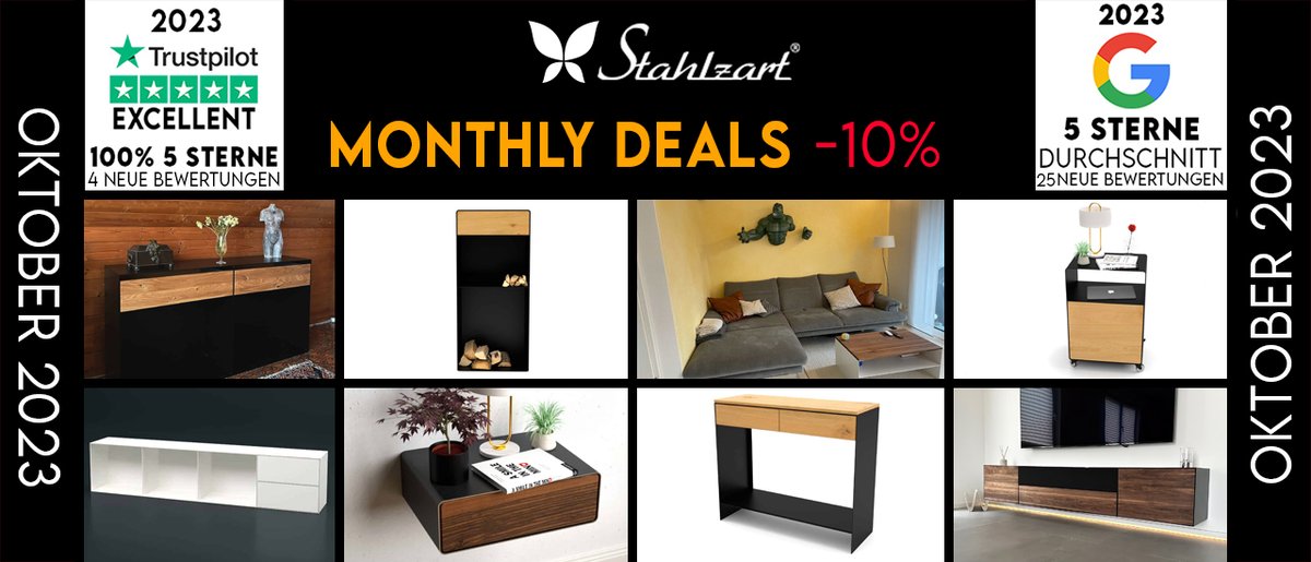 StahlzartDesign's tweet photo. Gestalten Sie Ihr Zuhause mit individuell gefertigten Stahlzart Möbeln aus Massivholz, Wildeiche und Metall. Einzigartig und zeitlos. 🏡

Jetzt 10% Rabatt sichern!

https://t.co/r4kklIajNx

#Stahlzart #MonthlyDeals #Möbel #Modern #Design #Regal #Couchtisch #Board #Lowboard https://t.co/jeSDZbsdLE