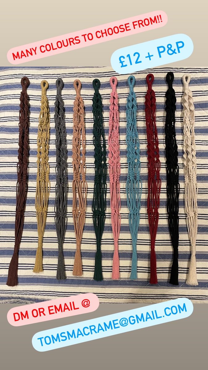 New batch of plant hangers for sale!! Can also be made to order if you are looking for a specific colour! £12 +P&amp;P