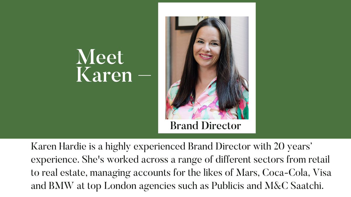 ✨Get to know our amazing Brand Director, Karen Hardie! With experience working with major brands like Coca-Cola, BMW and Visa, Karen is a true expert in her field.✨Check out her bio for the full scoop! 👉 shorturl.at/sxSZ0 #London #Branding #Marketing #PublicRelations