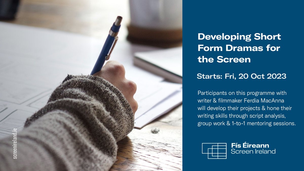 ⏰ Tomorrow is the deadline to apply for Developing Short Form Dramas for the Screen with filmmaker Ferdia MacAnna! Master script/scene structure, character development, visual storytelling, dialogue & more 👇 🔗 bit.ly/3GifGZ4