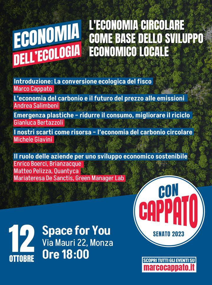 Buongiorno, oggi ci vediamo allo Space for You alle 18:00 per l’incontro Economia dell’Ecologia!

E tu ci stai?📣

#concappato