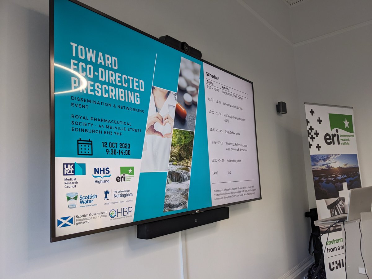 Just 30mins to go until the start of the Toward Eco-directed Prescribing Dissemination & Networking event! Exciting & groundbreaking results and work will be presented! @The_MRC @UniofNottingham @ERI_UHI @scottish_water @NHSHighland ,💊💧🏥🌍