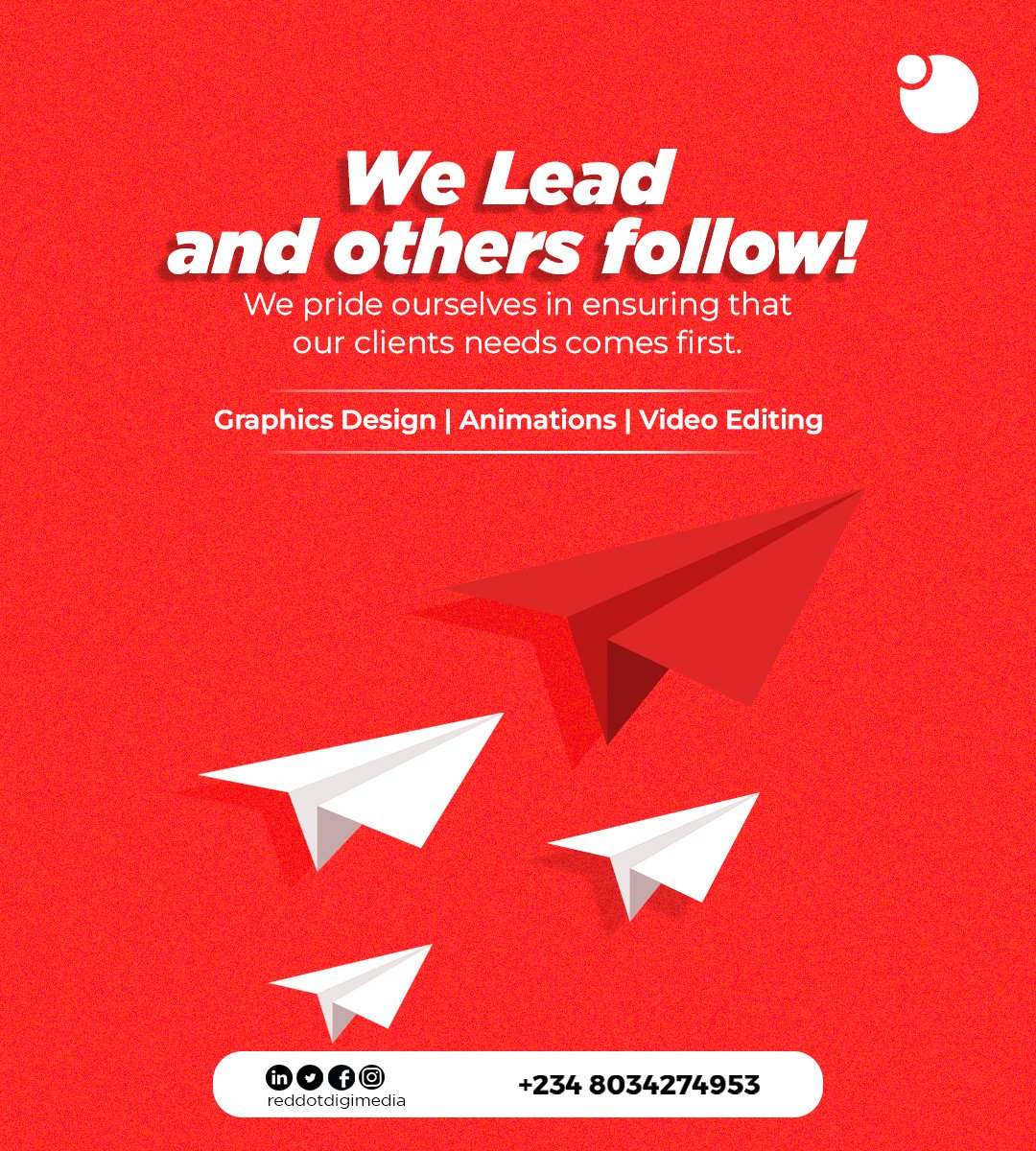 Where else would we be if not leading the pack? To grow your brand with ease, you need a helping hand. We have the experience, expertise and time. Send us a DM now. #reddotdigitalmedia #danny #rccg #isreal #Nigeria