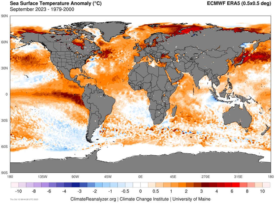 Que reste t'il comme anomalies froides sur terre ou sur océan? Quasi rien si on se rapport à la période de référence 1979-2000. Et si on doit prendre une période de référence antérieure, c'est encore pire.