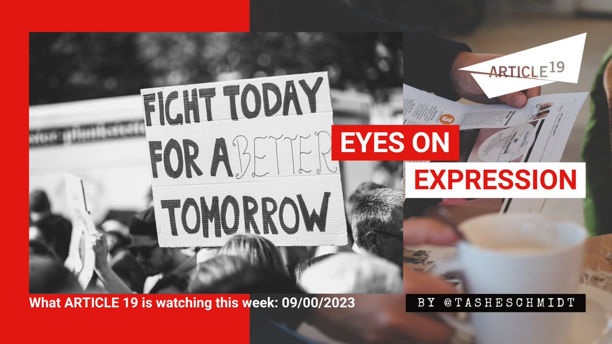 🔴#EyesOnExpression this week:
The UN urges South Sudan to protect #humanrights & media freedom, the drag queen targeted for obscenity in the Philippines, #IGF2023, and assaults on freedom of expression in the name of tackling terrorism.
🔻