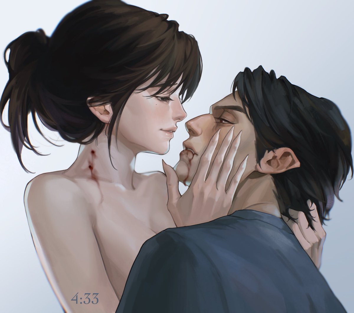 i love drawing people about to kiss