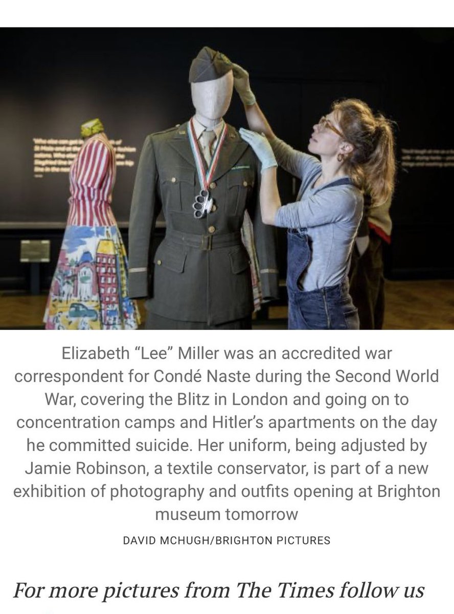 brightonpics's tweet photo. Coverage in the @TimesPictures today for the opening of Lee Miller : Dressed at Brighton Museum from Saturday 14th https://t.co/FCr57nro94