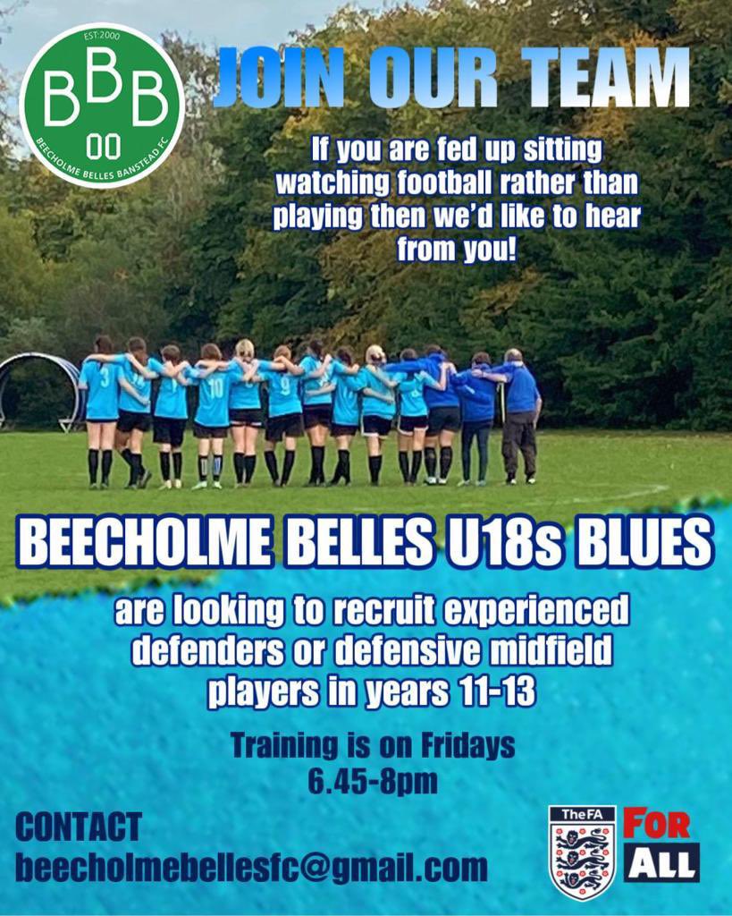 Due to injuries, our U18s Blues are looking for more players.