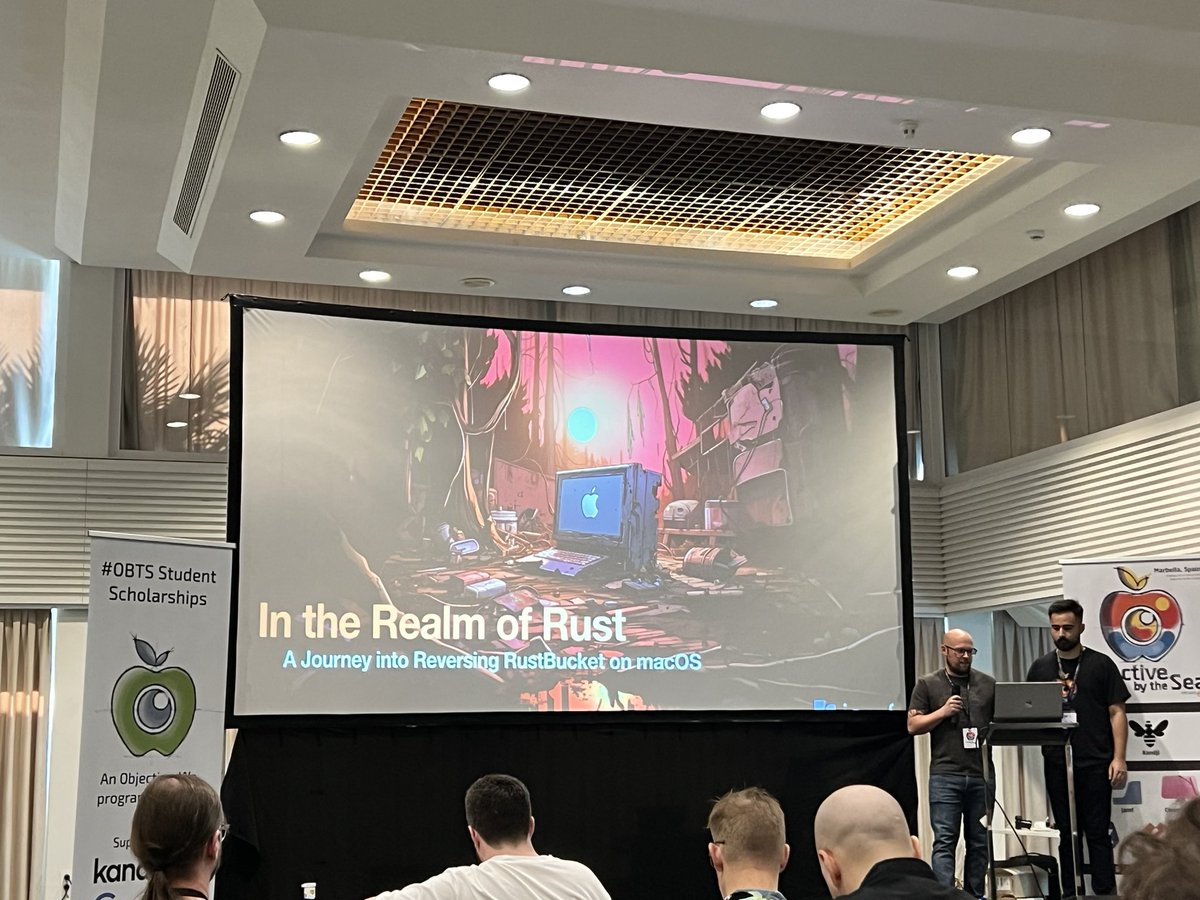 Sharvil Shah (@sharvil) on Twitter photo Excellent talk (and epic graphics) on reversing RustBucket on macOS by <a href="/jbradley89/">Jaron Bradley</a> and <a href="/malwarezoo/">Ferdous Saljooki</a> at #OBTS Excellent talk (and epic graphics) on reversing RustBucket on macOS by <a href="/jbradley89/">Jaron Bradley</a> and <a href="/malwarezoo/">Ferdous Saljooki</a> at #OBTS