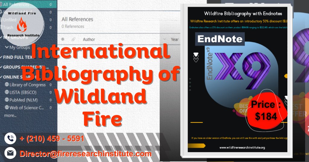 ABWebTech's tweet image. International Bibliography of Wildland Fire you can search for the wildfire database from our website. We have some free books section which you can download from our site.
Buy now: wifri.org/product/intern…
#wildlandfire #wildlandfirefighter #Bibliography #ecology #endnotes