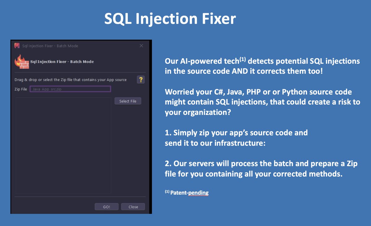 🔍 [ #SQL ] Peace of Mind. Get the benefits of #SQLephant
Our #AI-powered SQL tool is about automation, Quality AND #Security
👉🏼Detect and fix SQL injection vulnerabilities in your code

Get started with a FREE TRIAL 🔗sqlephant.com

#SQLinjection #SQLtool #CodeSecurity