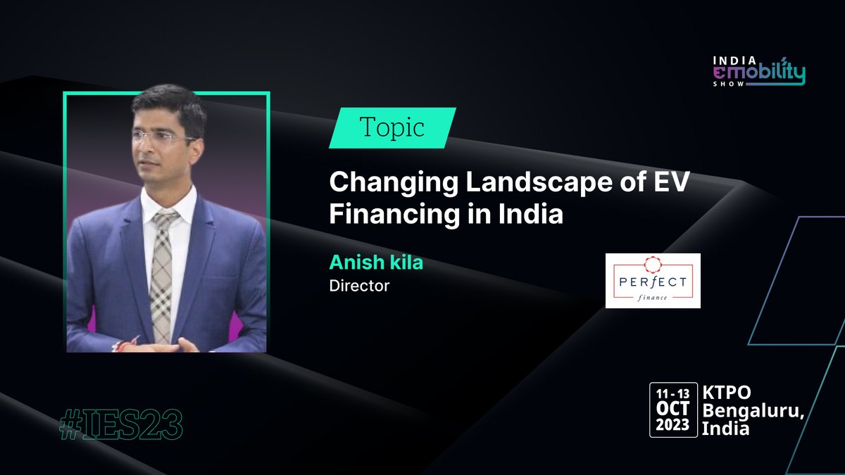 Listen to Anish kila, Director, Perfect Finance (Perfect Capital Services Limited) as he will be speaking on the topic “𝗖𝗵𝗮𝗻𝗴𝗶𝗻𝗴 𝗟𝗮𝗻𝗱𝘀𝗰𝗮𝗽𝗲 𝗼𝗳 𝗘𝗩 𝗙𝗶𝗻𝗮𝗻𝗰𝗶𝗻𝗴 𝗶𝗻 𝗜𝗻𝗱𝗶𝗮”. 

Book your free pass at bit.ly/3QE6mpX  

#IES23