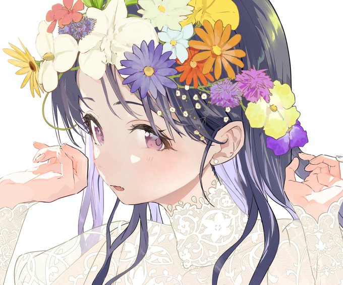 「flower wreath hair flower」 illustration images(Latest)