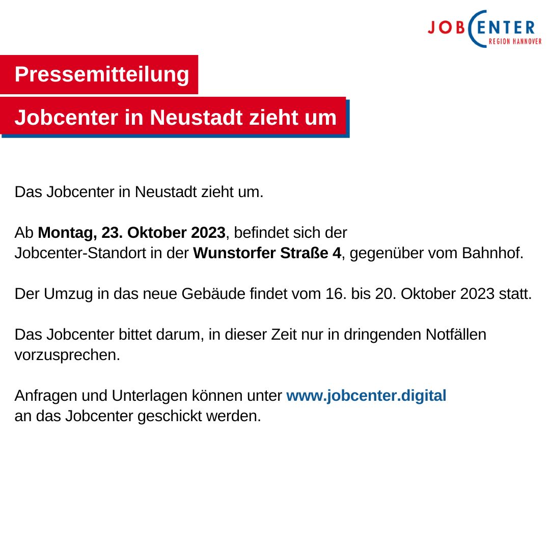 #JobcenterRegionHannover #RegionHannover #Hannover #neustadtamrübenberge
