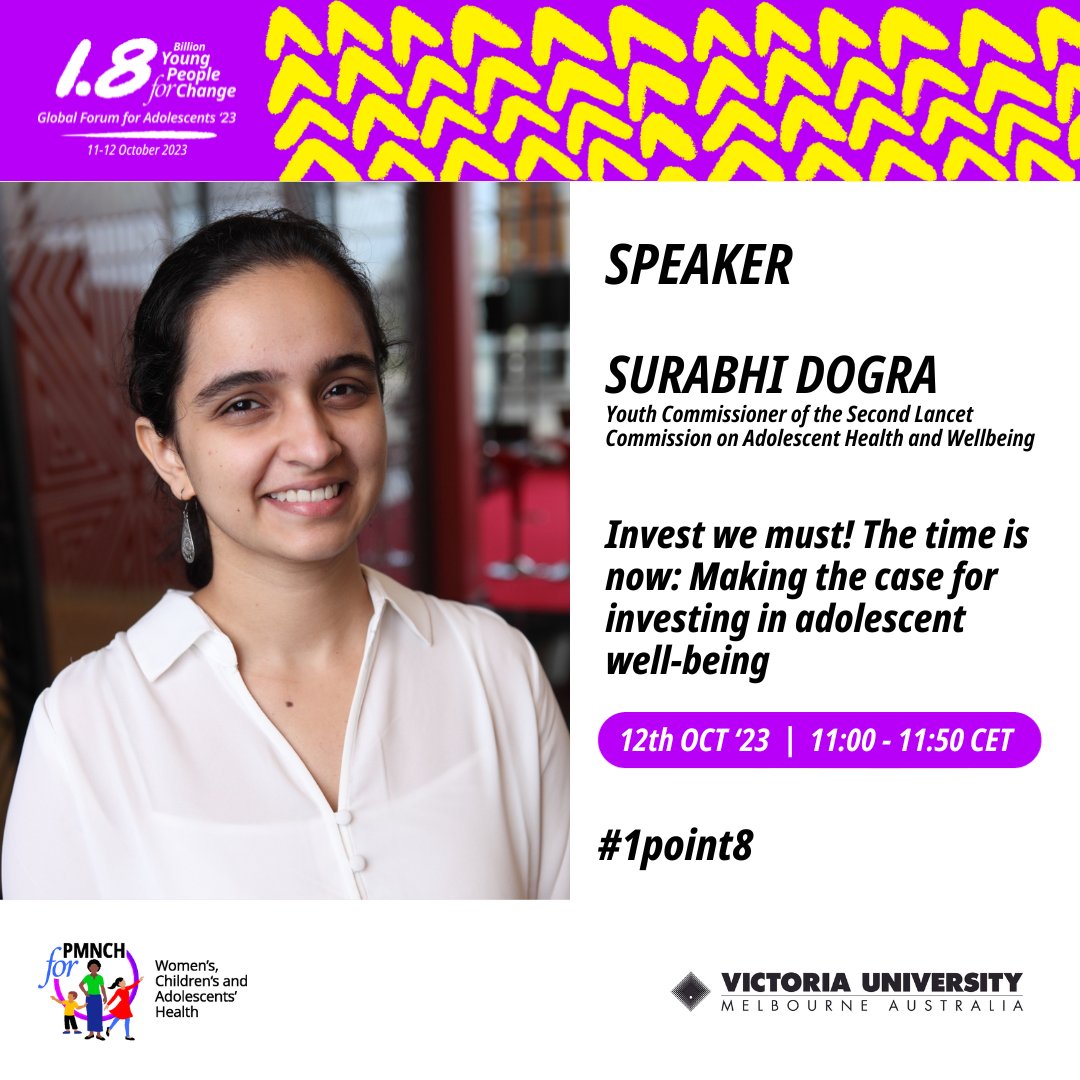 Invest we must! 💸 The time is now: Making the case for investing in adolescent well-being. Amazing to see my co-@LancetYouth Commissioner @SurabhiDogra on stage! ✨ Join now: click.pstmrk.it/3s/inevent.com… #1point8 @PMNCH