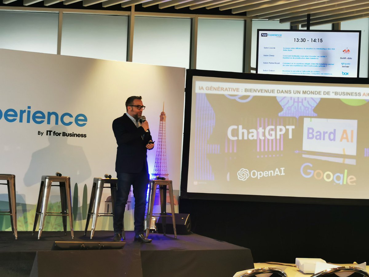 jblefevre60's tweet image. [#APPExperience @SalesforceFR] @emmanuelvivier, @HUBInstitute on stage about #GenerativeAI !

#AI #MachineLearning #ChatGPT #dalle2 #OpenAI #Python #Coding #100DaysOfCode

@CurieuxExplorer @PawlowskiMario @mvollmer1 @gvalan @ipfconline1 @LaurentAlaus @Shi4Tech @Fisher85M…