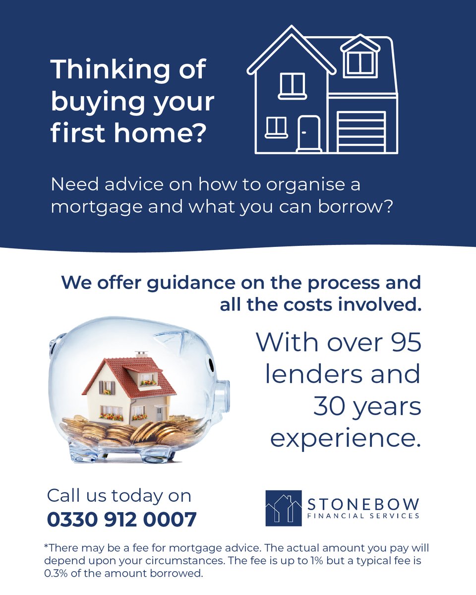 🏡 THINKING OF BUYING YOUR FIRST HOUSE? 🏡

If you need advice on how to organise a mortgage and what you can borrow, get in touch with Stonebow Financial Services for guidance on the process and all the costs involved 💵

📱 0330 912 0007
