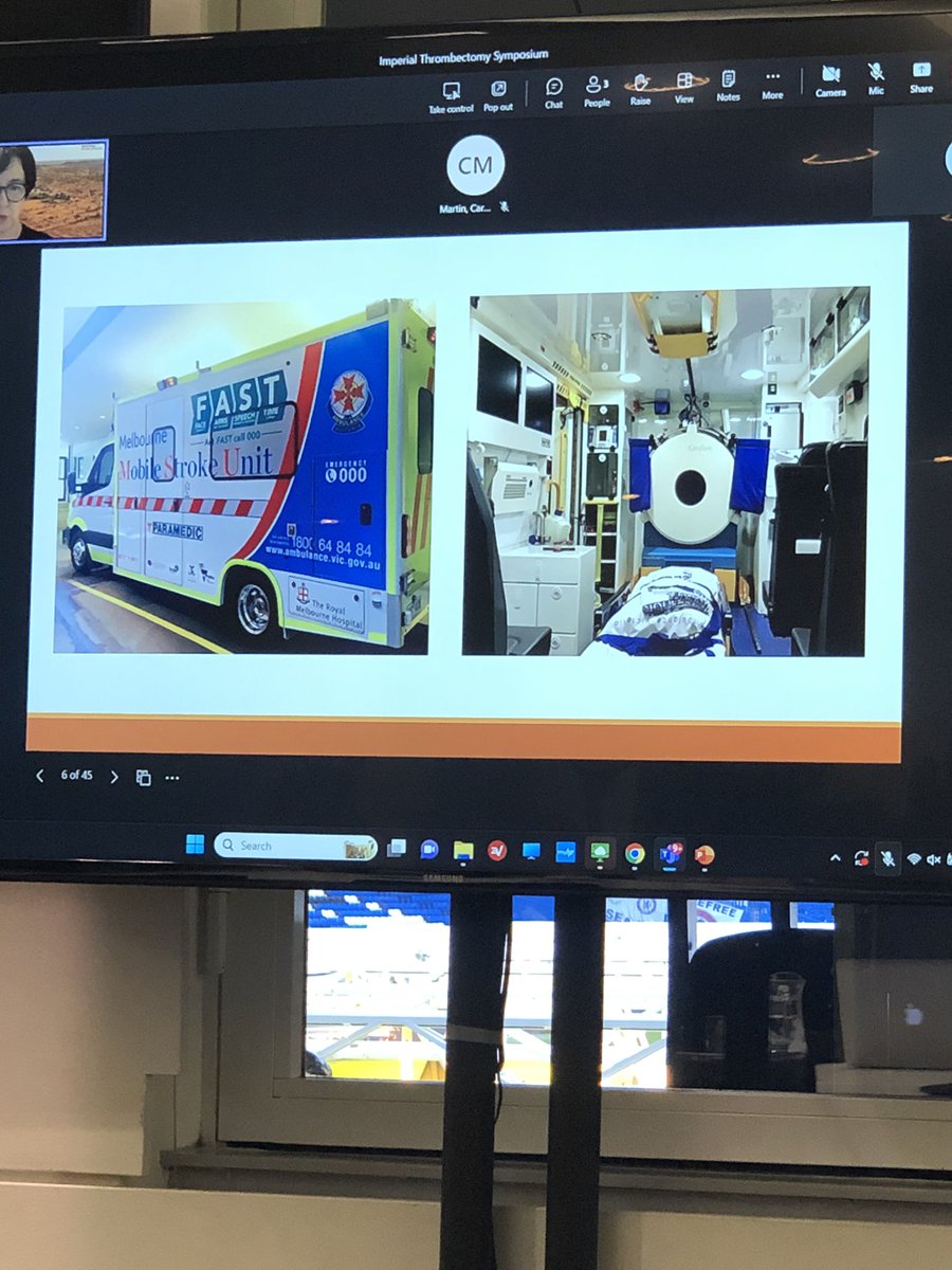 Great talk on the mobile stroke unit in Melbourne - lots of important information for this incredible intervention @SomaBanerjee73 @drjkwan @ImpThrombectomy