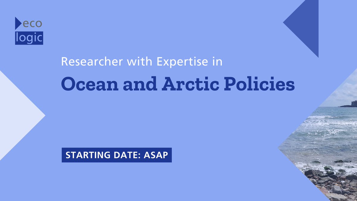 📢Join our team! Currently looking for a researcher with expertise in #ocean and #arctic policies 🇦🇶🌊

📅Apply by Nov 8.
📜Master's degree.
🗣️Fluent in ENG/DEU.
🔍Analytical skills.
🌏Marine policy &amp; Arctic knowledge a plus.

Apply now 👉 ecologic.eu/19423 #Hiring