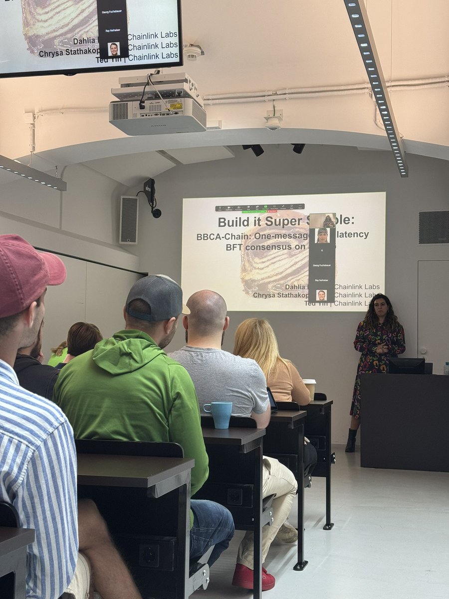 Matteo Maffei (@matteo_maffei) on Twitter photo Great to have <a href="/CStathakopoulou/">Chrysa Stathakopoulou</a> from <a href="/chainlink/">Chainlink</a> at <a href="/tu_wien/">TU Wien</a> to talk about scaling consensus as part of our <a href="/SpyCoDeAT/">SPyCoDe_AT</a> <a href="/CSecCenter/">CySec</a> networking series! Great to have <a href="/CStathakopoulou/">Chrysa Stathakopoulou</a> from <a href="/chainlink/">Chainlink</a> at <a href="/tu_wien/">TU Wien</a> to talk about scaling consensus as part of our <a href="/SpyCoDeAT/">SPyCoDe_AT</a> <a href="/CSecCenter/">CySec</a> networking series!