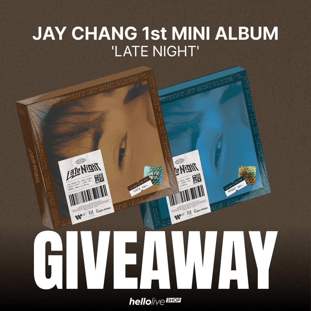 hellolive_shop's tweet photo. 🛎️ hellolive SHOP #Giveaway Alert for #JAYCHANG

We're hosting a giveaway today featuring 1ST MINI ALBUM '#LATENIGHT' ❤️

📌 Simple Rules
💜Worldwide Giveaway (FREE SHIPPING)
💜5 Winners
💜LIKE this post and follow @hellolive_shop
💜Tag your friends and why do you want this!

⏰ Winner announcement 
Oct 19

You can join #videocall event too at our shop! 
🔗https://t.co/8W6Oyr9CfA