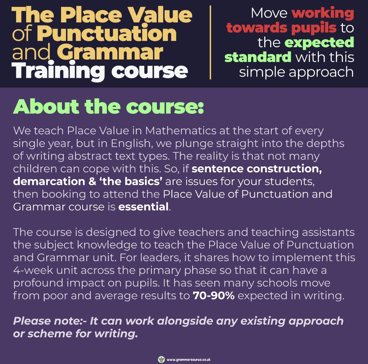 We’re hosting <a href="/Grammarsaurus1/">Mitch from Grammarsaurus</a> on Friday 27th October for some incredible CPD. Have a look at the images for details on how to sign up, or send a DM and we’ll point you in the right direction #grammarsaurus #northyorkshireschool #teachingcpd #placevalueofgrammar @ReadingDeputy
