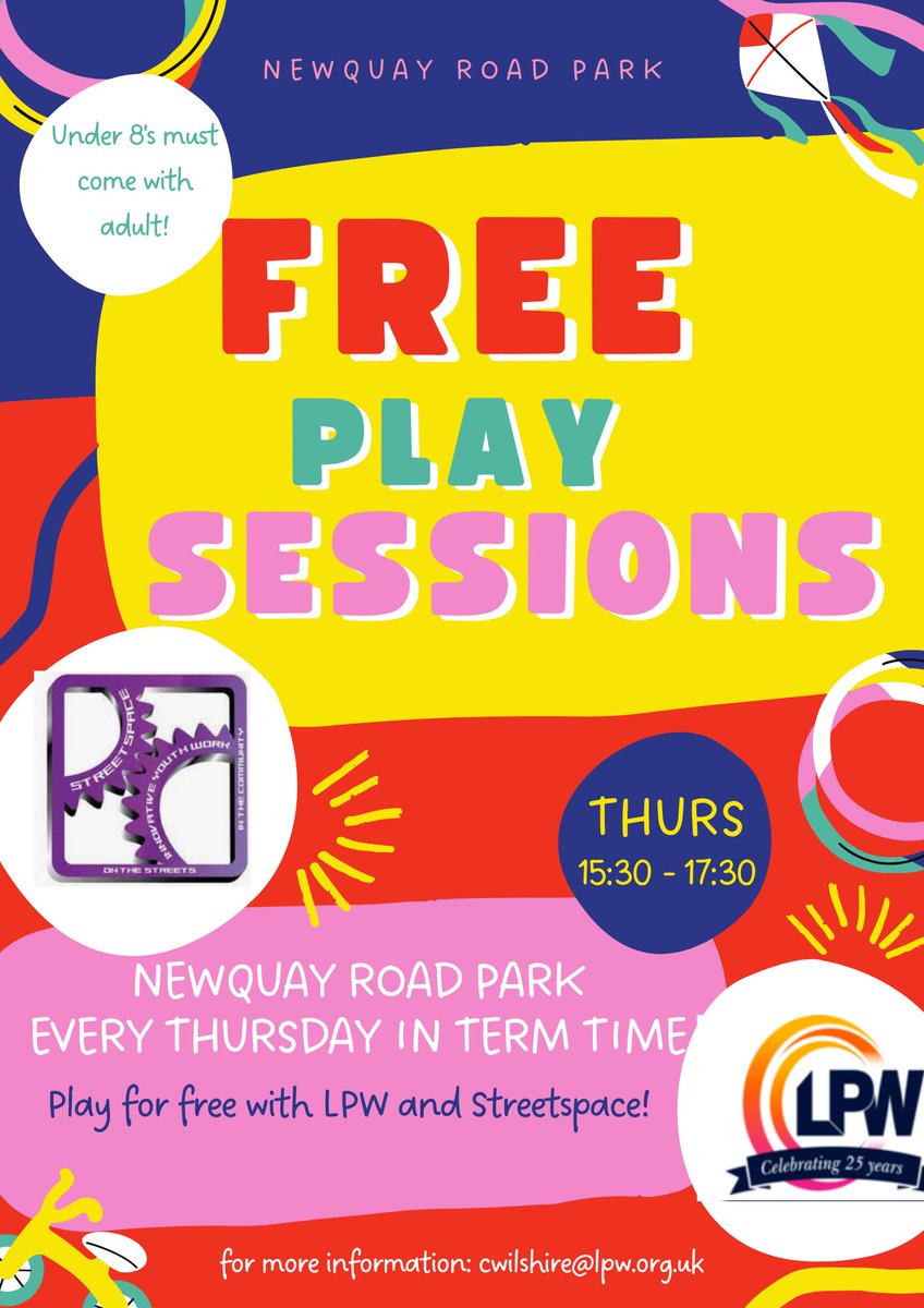 FREE Filwood Play Sessions on Thursdays. We are working with the amazing <a href="/StreetSpaceBS4/">StreetSpace Knowle</a> on this one. See below!