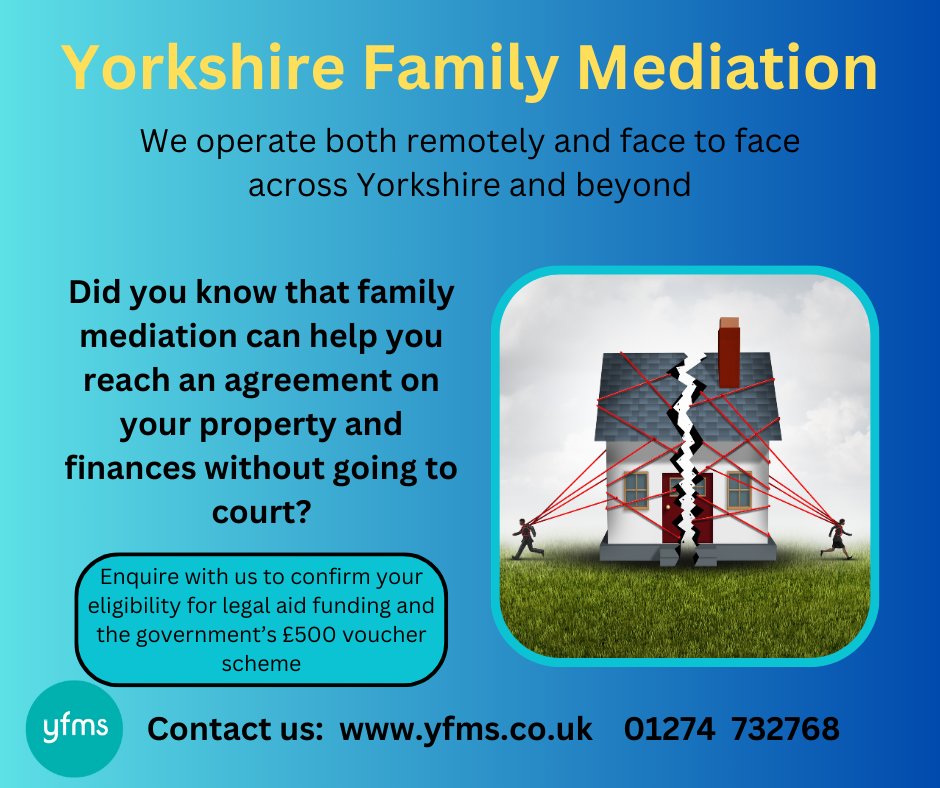 WYFMS1's tweet photo. Mediation can save you time, money, and stress compared to going through the court system. Consider family mediation if you're going through a separation or divorce. #familymediation https://t.co/gBVTIbH64d