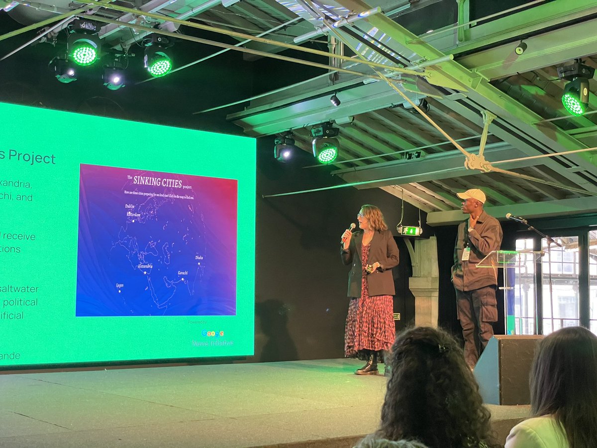 higabyramirez's tweet photo. Who gets to tell climate stories? @tinaleeinberlin and @OpeAdetayo1 present The Sinking Cities Project, insights and our different approach to climate reporting. Honored to be part of this cross-border investigation  by @unbiasthenews + our local reportes in six coastal cities. https://t.co/1F7M0HOqas