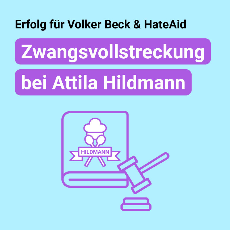 HateAid's tweet photo. Atilla Hildmann weigert sich, die Kosten für seine groben Beleidigungen gegen @Volker_Beck zu tragen. Darum haben wir jetzt gemeinsam mit RKA Rechtsanwälte und @berlin_lawyer erreicht, dass die Erlöse aus Hildmanns Buchverkäufen an Volker Beck fließen. #HateAidEffekt #HassKostet