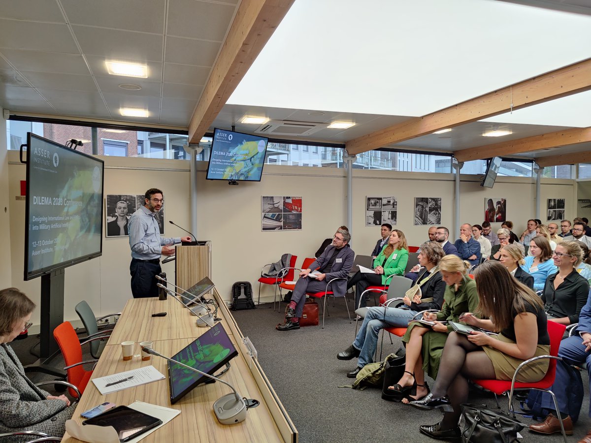 T.M.C. Asser Instituut (@tmcasser) on Twitter photo The <a href="/DILEMA_project/">DILEMA Project</a> conference on Designing international law and ethics into military #AI opened by <a href="/bereniceboutin/">Dr Bérénice Boutin</a>!
Over 100 researchers from a range of disciplines will explore the concerns and the opportunities related to #militaryAI.
Learn more: asser.nl/education-even… The <a href="/DILEMA_project/">DILEMA Project</a> conference on Designing international law and ethics into military #AI opened by <a href="/bereniceboutin/">Dr Bérénice Boutin</a>!
Over 100 researchers from a range of disciplines will explore the concerns and the opportunities related to #militaryAI.
Learn more: asser.nl/education-even…