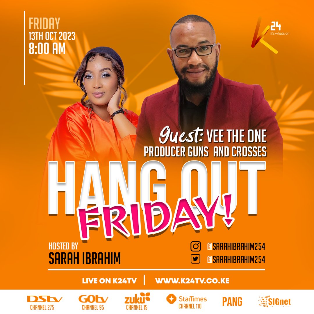 Let’s end the week in style tomorrow morning on #HangOutFriday with 
@sarahibrahim254 Kama kawaida, we have a great show lined up for you with fantastic guests. Be sure to tune in from 8am!