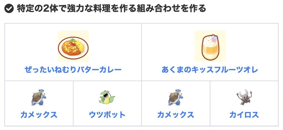 pokemon_game8's tweet photo. 【 #ポケモンスリープ 攻略 】
最強の編成の組み方をまとめました！
▶︎ https://t.co/O5gYNu3wwR

◯一番いい組み方
木の実2体+食材2体+スキル
　└エナジーを一番多く稼げる編成

◯食材2体の選び方のコツ
　└特定の料理を作れる組み合わせがおすすめ

初心者向けにマップごとの編成も書いています！