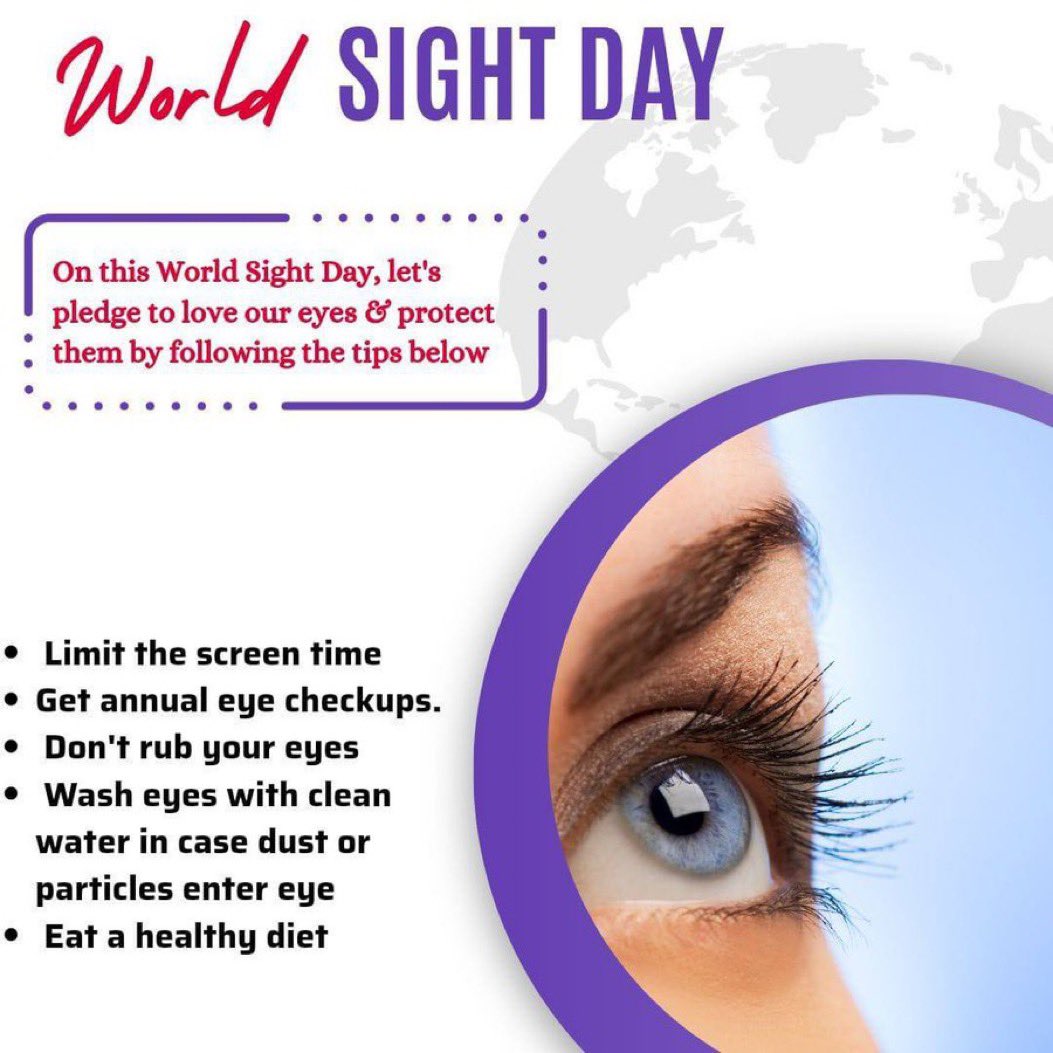 Take care of your eyesight. It’s the most precious gift. Promise yourself to have regular eye check-ups on this #WorldSightDay