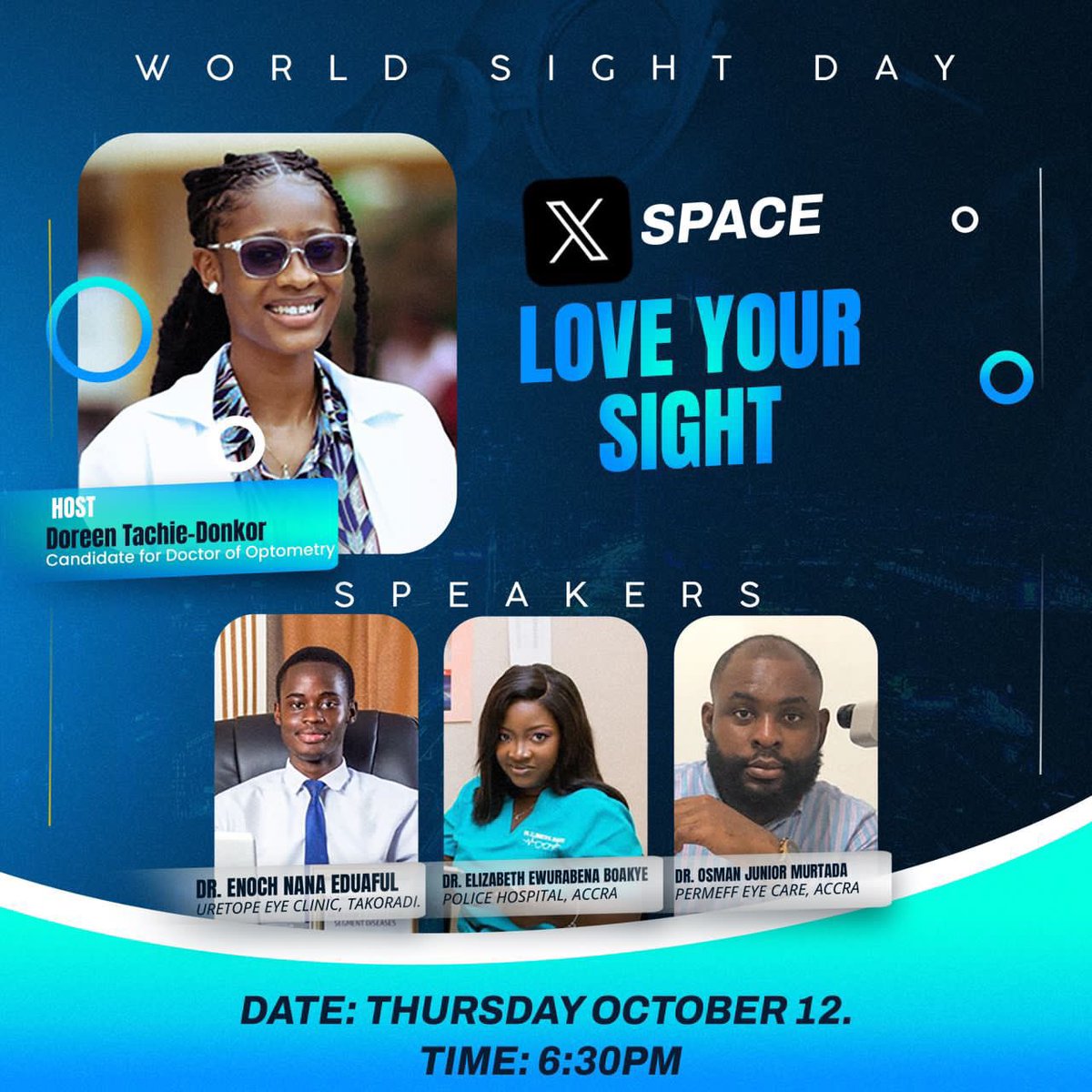 Make time with us tonight 🥳🥳 
Ready to answer every question or questions you have 🥳🥳🥳 #WorldSightDay2023  
#LoveYourEyes