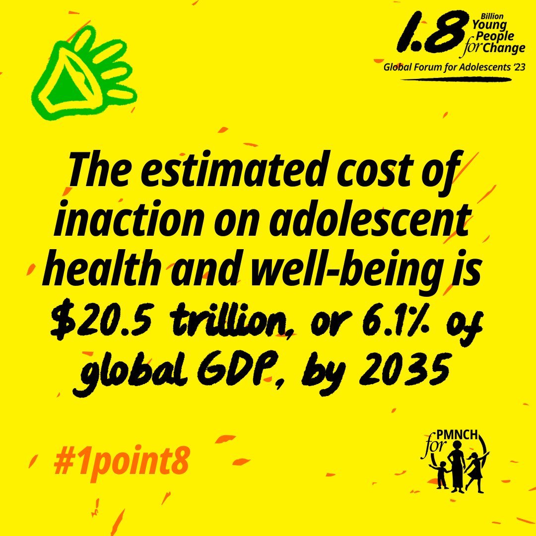 @SurabhiDogra highlights the need for investing in the most vulnerable adolescents and for adolescents to be engaged in shaping the narrative about their own health and well-being. The cost of inaction is huge! #1point8