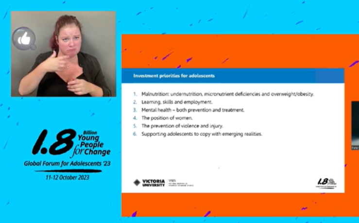 Session 'Invest we must! The time is now: Making the case for investing in adolescent well-being' Lancet Youth Commissioner @SurabhiDogra 'It's time to re-think our investments in order to reach the most vulnerable adolescents' #1point8 #adolescenthealth #investments