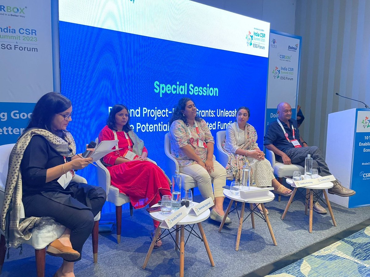 csrboxorg's tweet photo. "Exploring transformative power at #IndiaCSRSummit! In the special session, 'Beyond Project-Based Grants: Unleashing the Potential of Unrestricted Funding,' Ms. Krisha Mathur, Director, @actgrants (Moderator), and esteemed panelists delve into real-life examples and the incredible potential for unrestricted grants."
Mr. Sandeep Sahu, @17000ft Foundation: โCreating an MIS helps track our team's work better. Need good partnerships.โ
Ms. Poonam Choksi, A.T.E. Chandra Foundation: โ50% of NGOs say funds are rejected; 47% of donors never got a clear ask. Organizational actions are crucial considering power dynamics.โ
Ms. Saleha Antulay, @dasra : โOn flexibility in fundraising: Rethink why you're giving the funding and its impact on society.โ
Ms. Namrata Agarwal, @questalliance : โRelying on 5 grants may grow to 10 or 15, but the cycle won't end. Rethink how and what we ask for, focusing on today's needs.โ
#UnrestrictedFunding #ImpactfulChange #PanelDiscussion #ICS2023