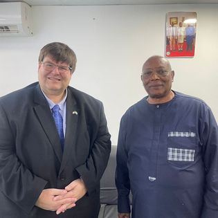 parl_sl's tweet photo. The New United States Ambassador to Sierra Leone, His Excellency Bryan D. Hunt, on Monday 9th October 2023, paid a courtesy call on the Rt.Hon.Speaker of Parliament. Hon. Abass Chernor Bundu, reassuring him of their Bilateral relationship. https://t.co/DkqG2PtI1a